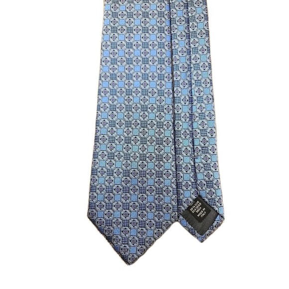 EUC Ermenegildo ZEGNA Tie Made in Italy Blue Silk Geometric - Picture 1 of 12